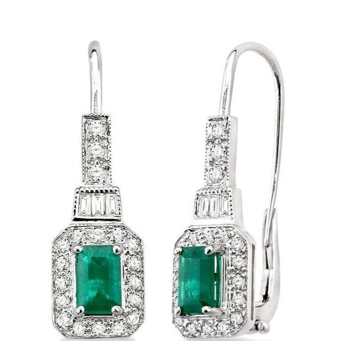 Parkplace Jewelers Emerald Shape Gemstone & Halo Diamond Earrings 58233PPFCEREMWG