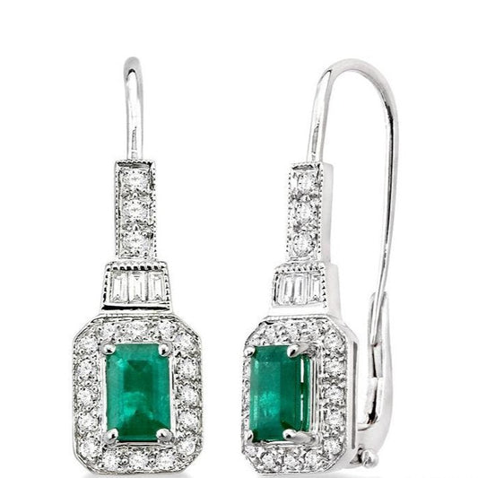 Parkplace Jewelers Emerald Shape Gemstone & Halo Diamond Earrings 58233PPFCEREMWG