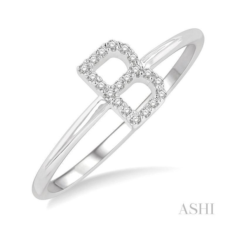 ASHI Block 'B' Initial Diamond Ring 365D9PPTSWG-B