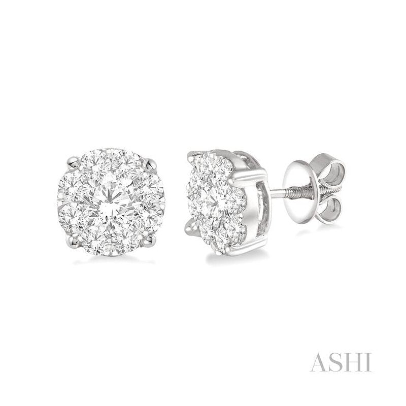 ASHI Round Shape Lovebright Essential Diamond Stud Earrings 91750PPFGERWG-1.50
