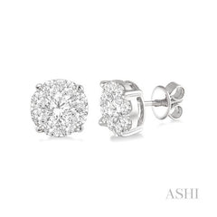 ASHI Round Shape Lovebright Essential Diamond Stud Earrings 91750PPFGERWG-1.50