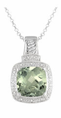 Parkplace Jewelers Silver Cushion Shape Gemstone & Diamond Pendant 88509PPSSGASLPD