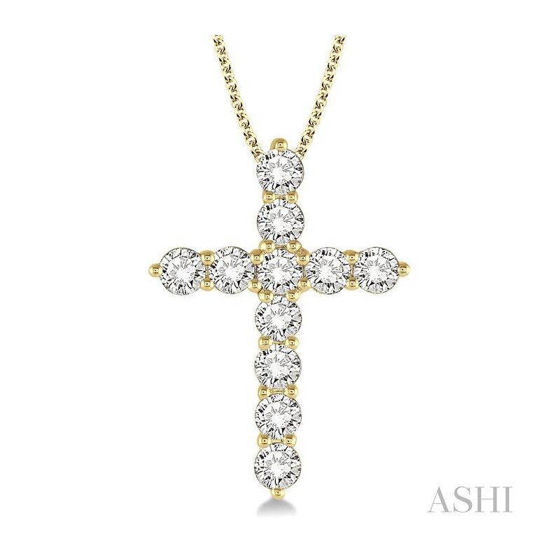 ASHI Cross Diamond Pendant 96450PPFGPDYG-2.00