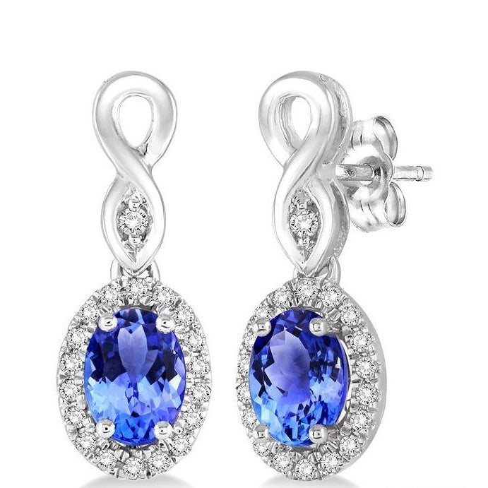 Parkplace Jewelers Oval Shape Gemstone & Halo Diamond Earrings 57098PPTSERTZWG