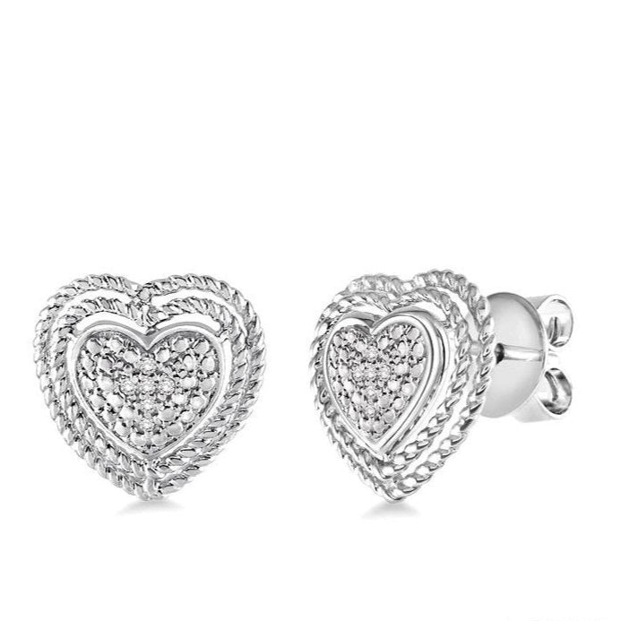 Parkplace Jewelers Silver Heart Shape Diamond Fashion Earrings 87059PPSSSLER