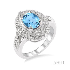 ASHI Silver Oval Shape Gemstone & Diamond Ring 88519PPSSBTSLRG
