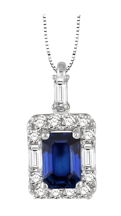 Parkplace Jewelers Emerald Shape Gemstone & Halo Diamond Pendant 58495PPFHPDSPWG