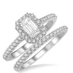 Parkplace Jewelers Emerald Shape Halo Diamond Wedding Set 244G3PPFHWG-WS