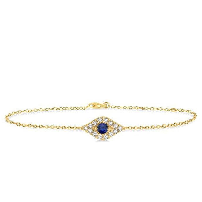 Parkplace Jewelers Evil Eye Gemstone & Petite Diamond Fashion Chain Bracelet 76880PPTSSPYG