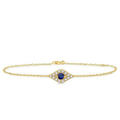 Parkplace Jewelers Evil Eye Gemstone & Petite Diamond Fashion Chain Bracelet 76880PPTSSPYG