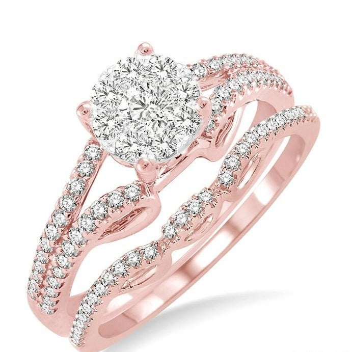 Parkplace Jewelers Round Shape Lovebright Diamond Wedding Set 15212PPFHPW-WS