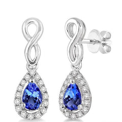 Parkplace Jewelers Pear Shape Gemstone & Halo Diamond Earrings 57058PPTSERTZWG