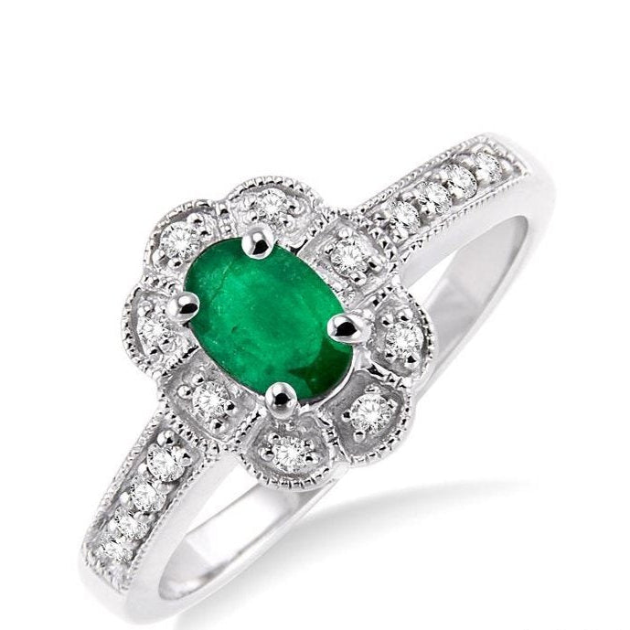 Parkplace Jewelers Oval Shape Gemstone & Halo Diamond Ring 42538PPTSEMWG