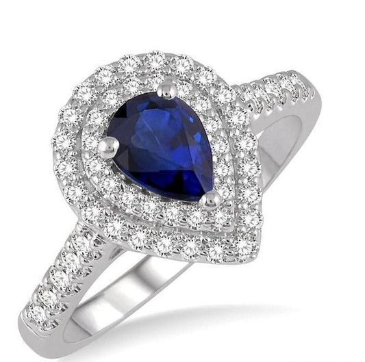 Parkplace Jewelers Pear Shape Gemstone & Halo Diamond Ring 41023PPFHSPWG