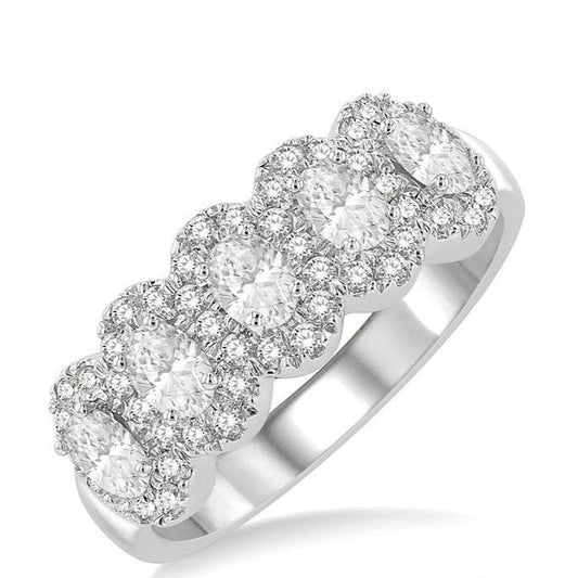 Parkplace Jewelers Oval Shape 5 Stone Halo Half Eternity Diamond Wedding Band 314E1PPFHWG