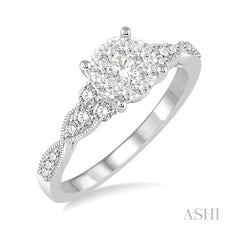 ASHI Round Shape Lovebright Diamond Engagement Ring 121D3PPFVWG-LE