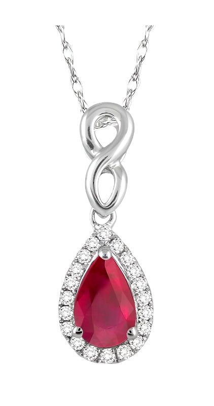 Parkplace Jewelers Pear Shape Gemstone & Halo Diamond Pendant 57058PPTSPDRBWG