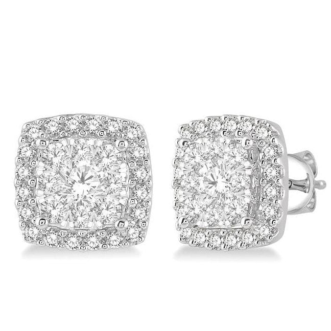 Parkplace Jewelers Cushion Shape Halo Lovebright Essential Diamond Earrings 916B1PPFVERWG