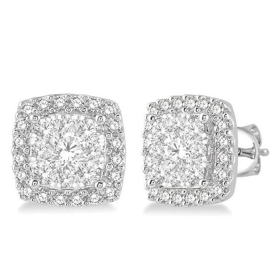 Parkplace Jewelers Cushion Shape Halo Lovebright Essential Diamond Earrings 916B1PPFVERWG