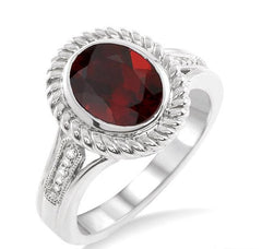 Parkplace Jewelers Silver Oval Shape Gemstone & Diamond Ring 88659PPSSGTSLRG