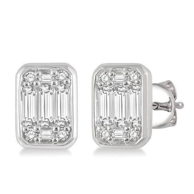 Parkplace Jewelers Emerald Shape Bezel Set Fusion Diamond Earrings 973A7PPFGERWG