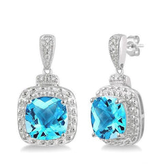 Parkplace Jewelers Silver Cushion Shape Gemstone & Diamond Earrings 88839PPSSBTSLER