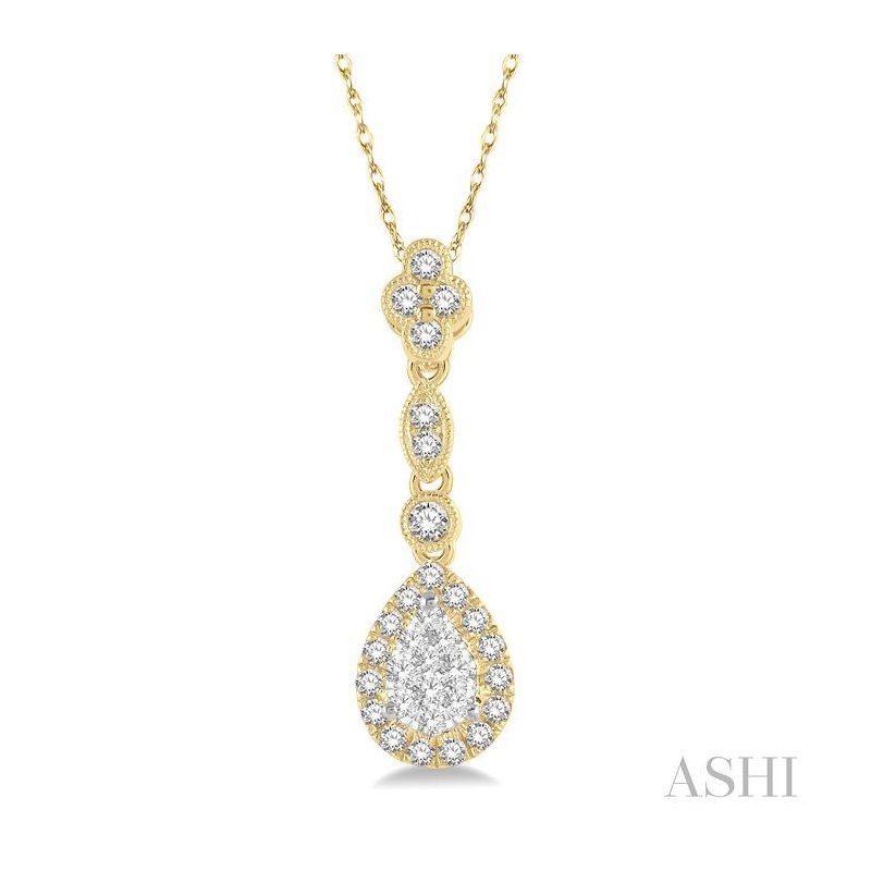 ASHI Pear Shape Halo Lovebright Diamond Pendant 904B4PPFGPDYW