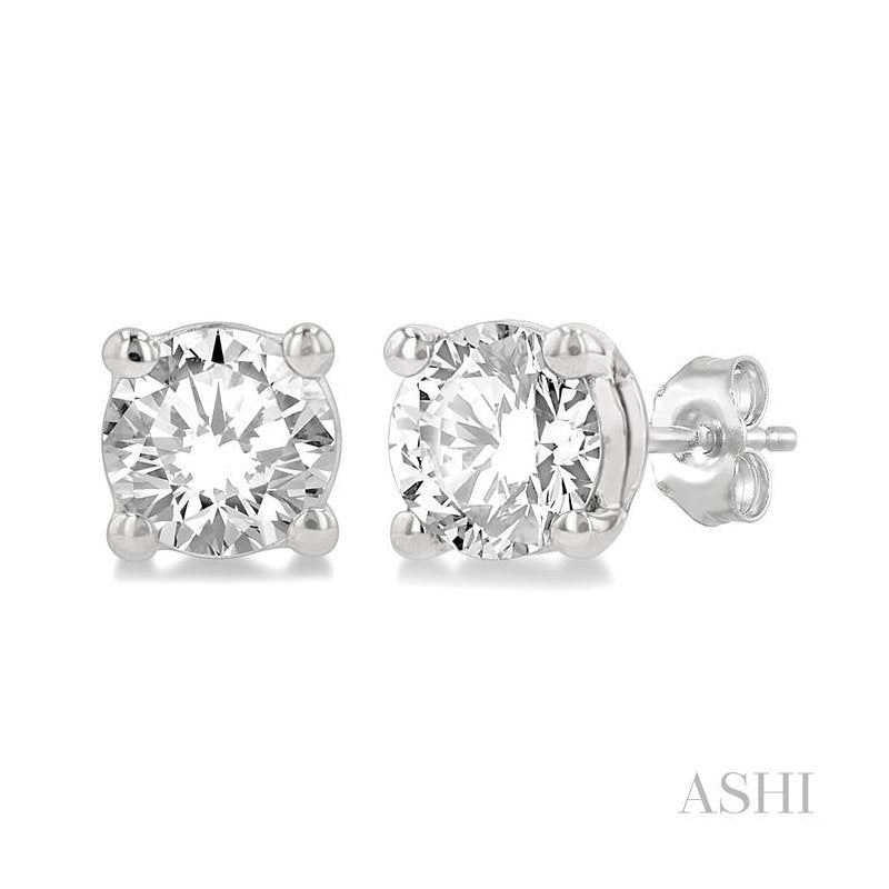 ASHI Round Shape Diamond Stud Earrings 66303PPFGERWG