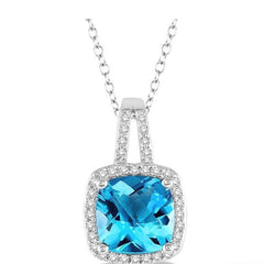 Parkplace Jewelers Cushion Shape Gemstone & Halo Diamond Pendant 61147PPTSPDBTWG