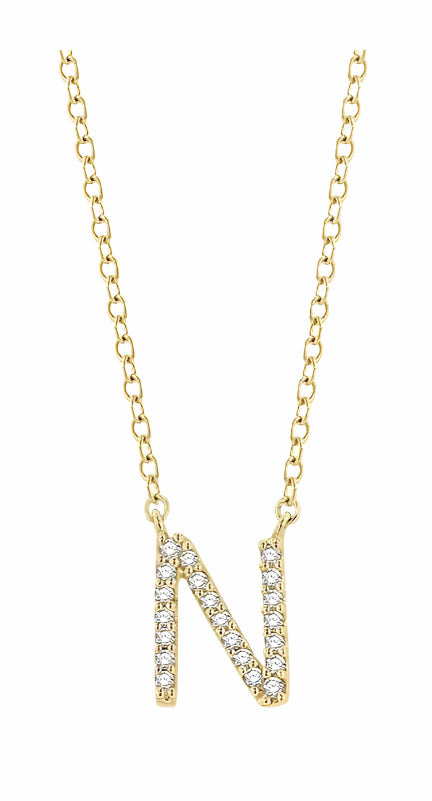 Parkplace Jewelers Block 'N' Initial Diamond Pendant 912F9PPTSPDYG-N