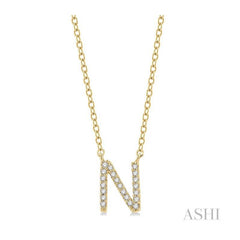 ASHI Block 'N' Initial Diamond Pendant 912F9PPTSPDYG-N