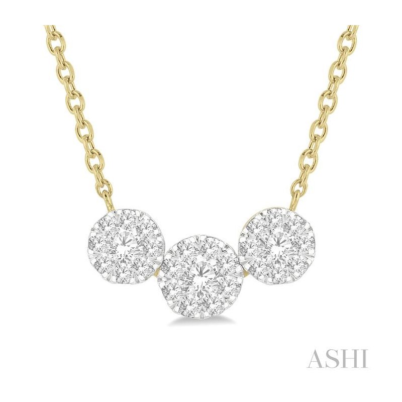 ASHI Round Shape Past Present & Future Lovebright Essential Diamond Necklace 9962HPPFGNKYW
