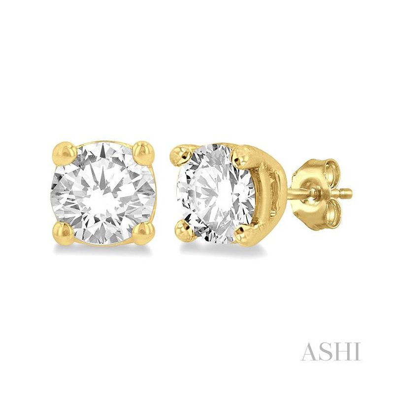 ASHI Round Shape Diamond Stud Earrings 66304PPFGERYG