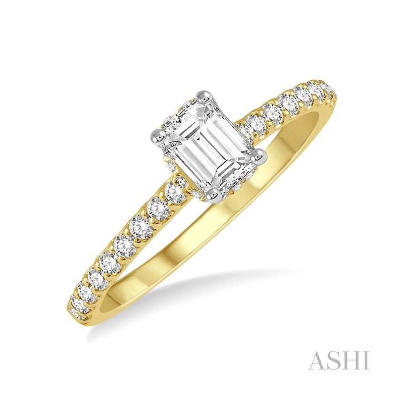 ASHI Emerald Shape Diamond Engagement Ring 259J4PPFHYG-LE-OC