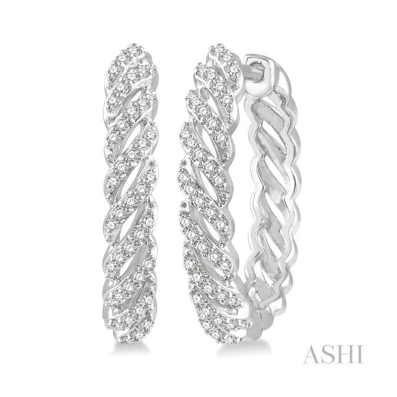 ASHI Diamond Fashion Hoop Earrings 623D5PPFGERWG