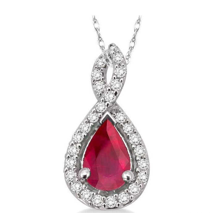 Parkplace Jewelers Pear Shape Gemstone & Halo Diamond Pendant 58368PPFNPDRBWG