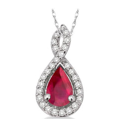 Parkplace Jewelers Pear Shape Gemstone & Halo Diamond Pendant 58368PPFNPDRBWG
