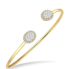 Parkplace Jewelers Stackable Oval Shape Halo Lovebright Essential Diamond Open Cuff Bangle 7987HPPFVYW