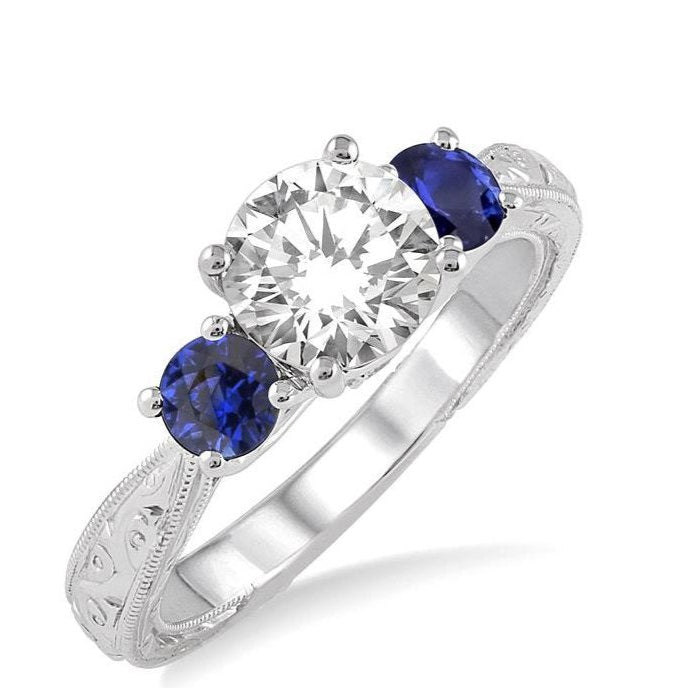 Parkplace Jewelers Round Shape Past Present & Future Semi-Mount Gemstone & Diamond Engagement Ring 22399PPFVSPWG-SM