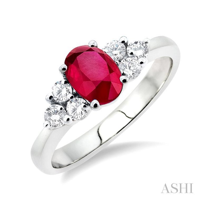 ASHI Oval Shape Gemstone & Diamond Ring 40405PPFCRBW