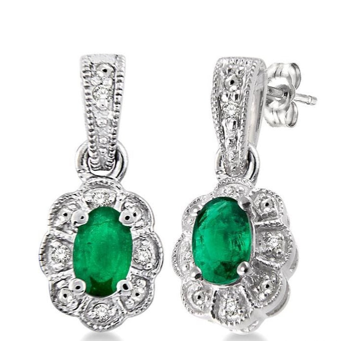 Parkplace Jewelers Silver Oval Shape Gemstone & Diamond Earrings 88349PPSSEMSLER