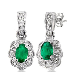 Parkplace Jewelers Silver Oval Shape Gemstone & Diamond Earrings 88349PPSSEMSLER