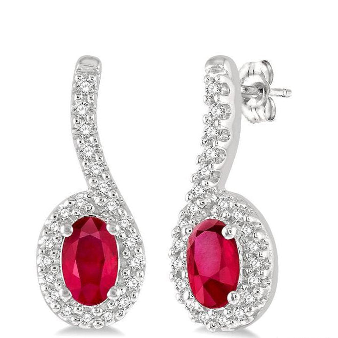 Parkplace Jewelers Oval Shape Gemstone & Halo Diamond Earrings 57158PPTSERRBWG