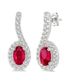 Parkplace Jewelers Oval Shape Gemstone & Halo Diamond Earrings 57158PPTSERRBWG
