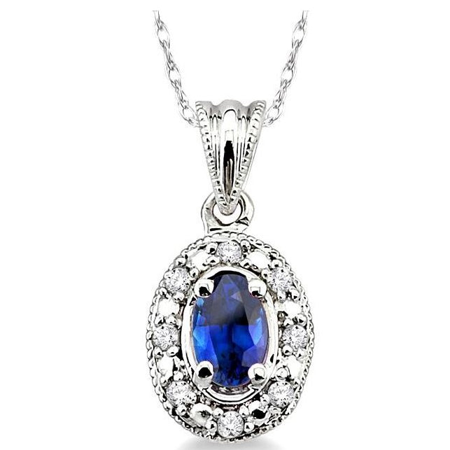Parkplace Jewelers Oval Shape Gemstone & Diamond Pendant 58199PPTSPDSPWG