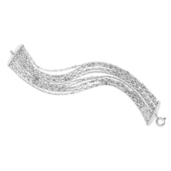 White Sterling Silver Polished Dramatic Drape Collection Bracelet