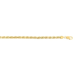 Yellow Sterling Silver Diamond Cut/ Textured Royal Rope Bracelet