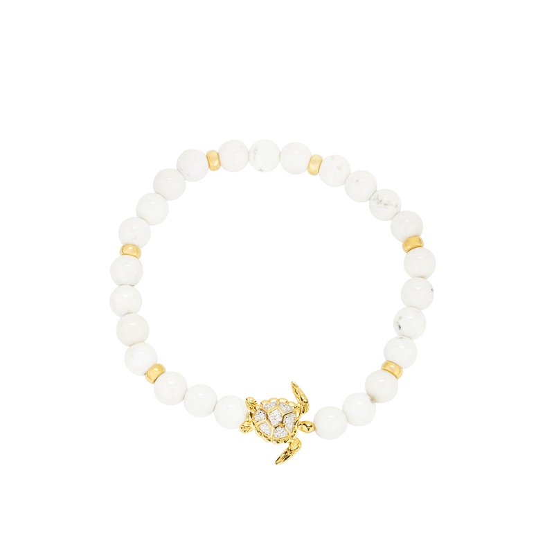 White agate turtle stretch bracelet