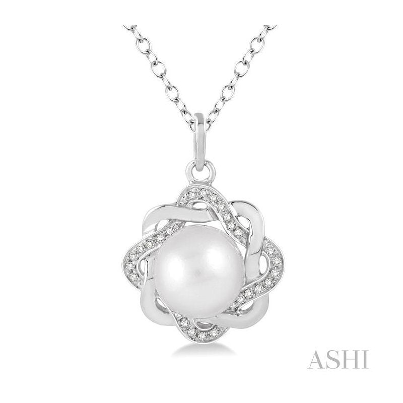 ASHI Silver Pearl & Diamond Pendant 88699PPSSWPSLPD