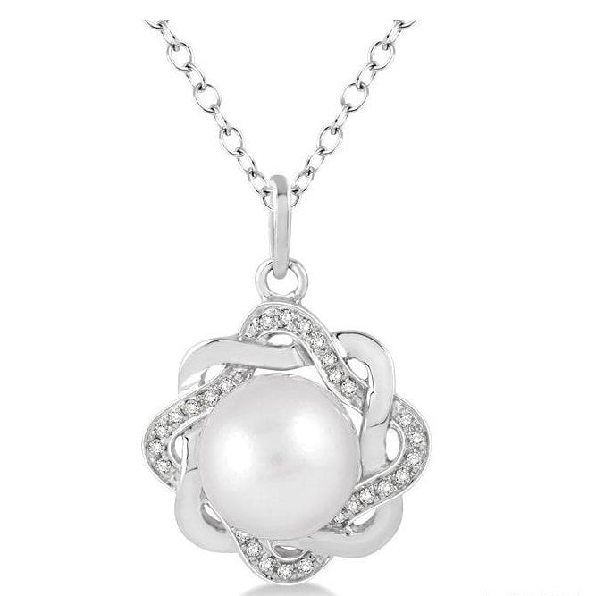 Parkplace Jewelers Silver Pearl & Diamond Pendant 88699PPSSWPSLPD